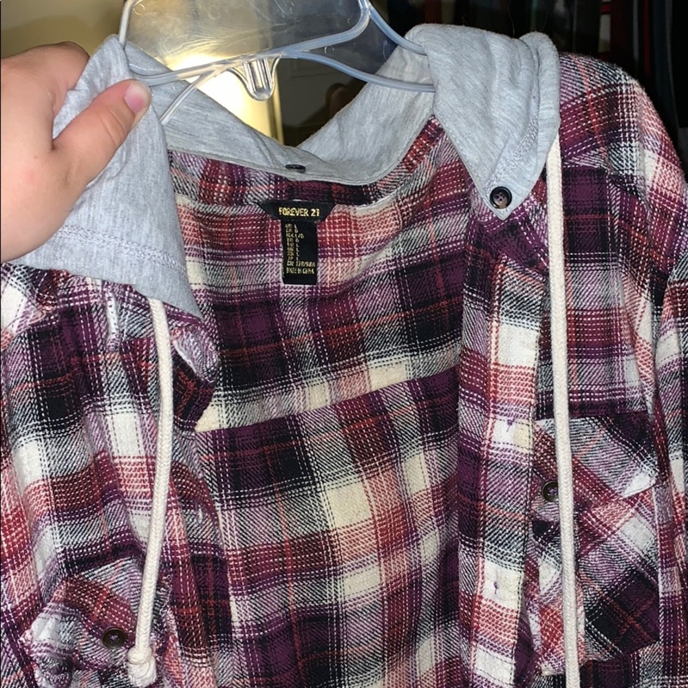 Mixed shades of pink flannel with hood